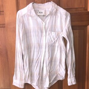 Off White Striped Button-Up Shirt